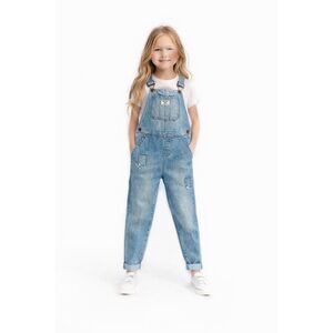 OshKosh B'Gosh Overalls 5T Embroidered Patchwork Denim Blue Jean Kids Children